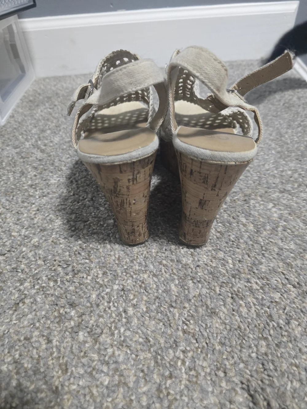 SO Cream Woven Slingback Wedge Sandals